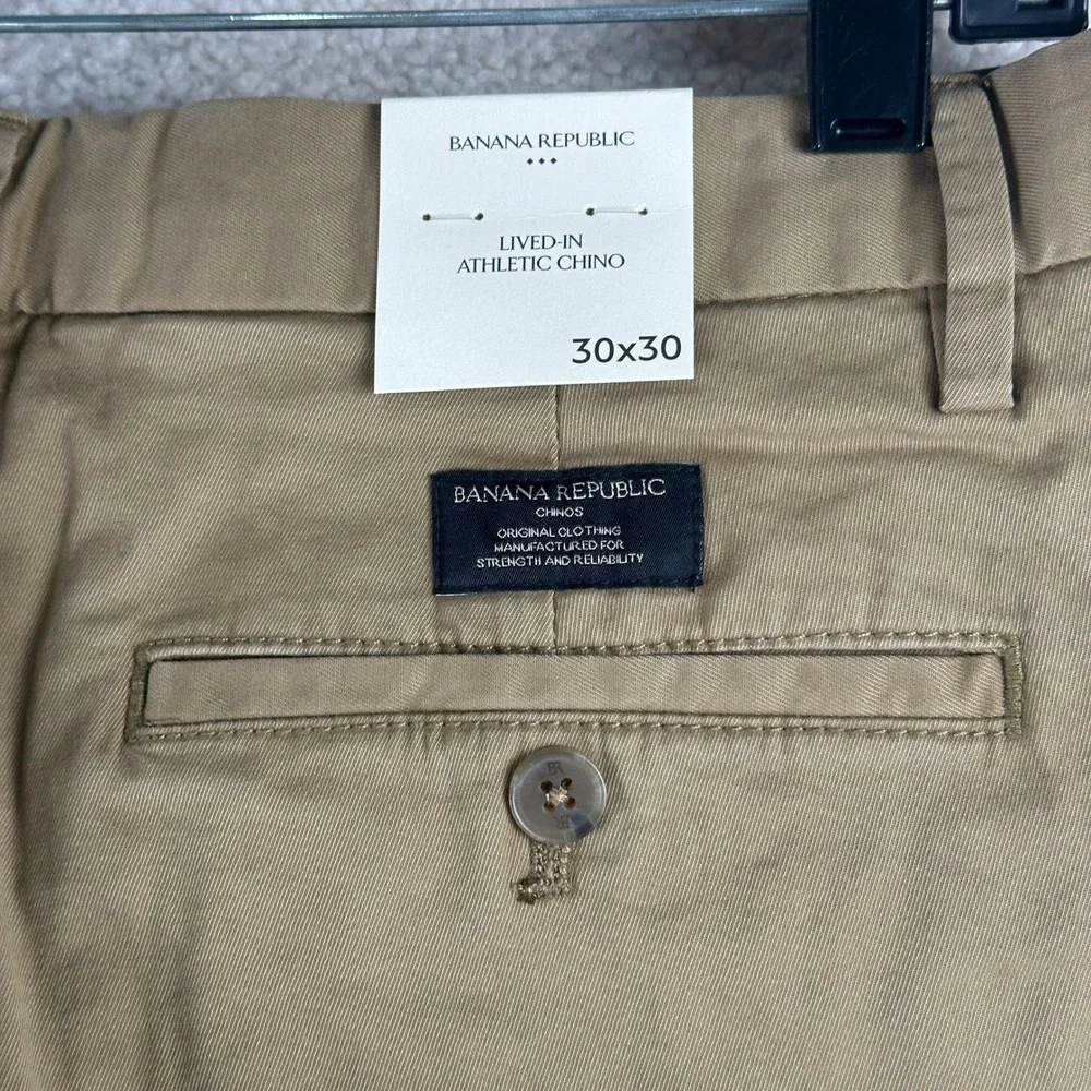 Banana Republic Lived-In Athletic Chino Pants Mens 30x30 Khaki Stretch Casual